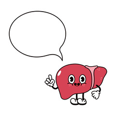 Cute funny Liver with an inscription character. Vector hand drawn traditional cartoon vintage, retro, kawaii character illustration icon. Isolated white background. Liver character