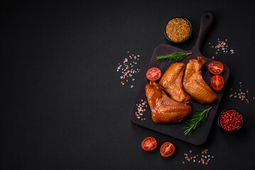 Delicious grilled chicken wings with spices and herbs