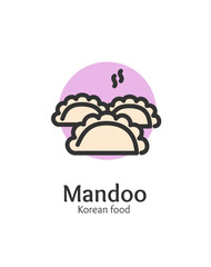 Korean Food Mandoo Sign Thin Line Icon Emblem Concept. Vector illustration of Mandu