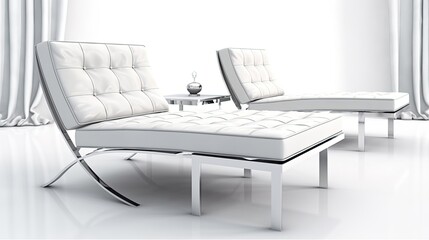 Modern interior furniture isolated on white background, generative ai