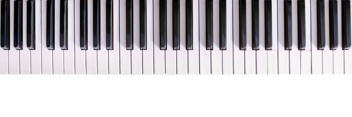 Old piano keyboard isolated png with transparency