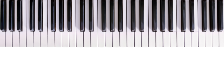 Old piano keyboard isolated png with transparency