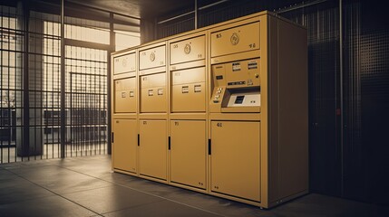 Parcel in locker of automated postal box, generative ai