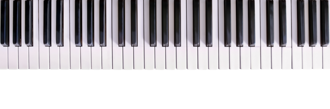 Old piano keyboard isolated png with transparency