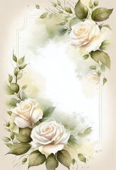 Obraz na płótnie Canvas Vertical Floral Frame, Watercolor Flowers, Illustration, Generative AI