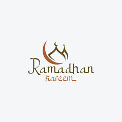 Ramadan Kareem logo Vector set, Logo to welcome the Holy Month of Ramadan with beautiful colors.