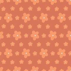 Seamless pattern groovy boho flower. Retro neutral background for print, textile, wrapping paper, fabric. Flat surface design