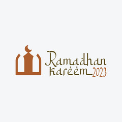Ramadan Kareem logo Vector set, Logo to welcome the Holy Month of Ramadan with beautiful colors.