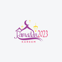 Ramadan Kareem logo Vector set, Logo to welcome the Holy Month of Ramadan with beautiful colors.