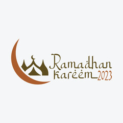 Fototapeta na wymiar Ramadan Kareem logo Vector set, Logo to welcome the Holy Month of Ramadan with beautiful colors.