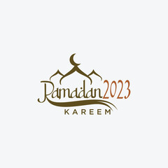 Ramadan Kareem logo Vector set, Logo to welcome the Holy Month of Ramadan with beautiful colors.