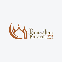 Ramadan Kareem logo Vector set, Logo to welcome the Holy Month of Ramadan with beautiful colors.
