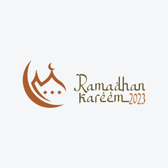 Ramadan Kareem logo Vector set, Logo to welcome the Holy Month of Ramadan with beautiful colors.