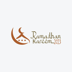 Ramadan Kareem logo Vector set, Logo to welcome the Holy Month of Ramadan with beautiful colors.