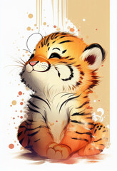 Adorable baby tiger cub