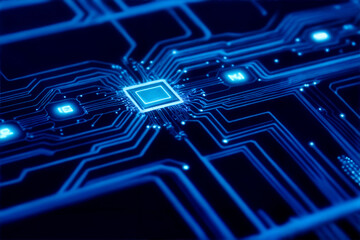 Abstract computer chip images, big data, and technological concepts