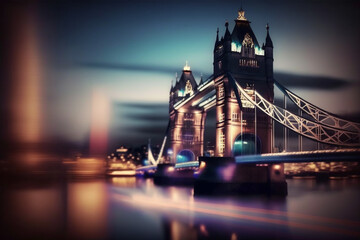 Fototapeta na wymiar Generative ai of Tower bridge by night, London.