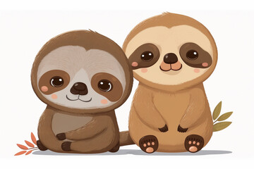 Obraz premium Generative ai of cute sloths. 
