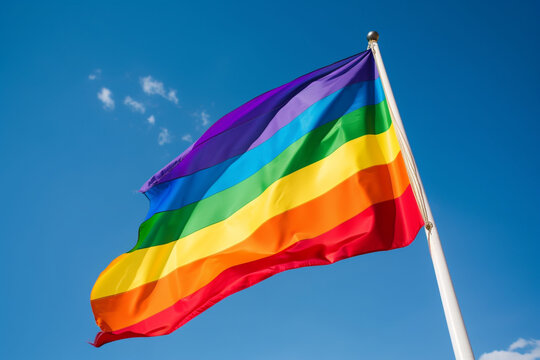 Generative Ai of LGBT gay flag blown in the wind