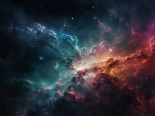 Obraz na płótnie Canvas Beautiful space background with nebula and stars.