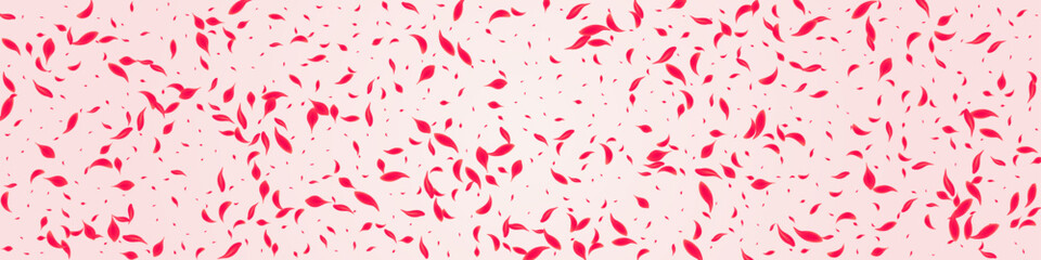 Red Floral Vector Pink Panoramic Background. Blur