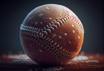 One baseball ball. Sports accessories. 3d render. Generative AI