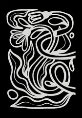 Abstract Naive Floral Handdrawn Botanical Posters. Modern Botanical Prints with Flowers in Contemporary Minimal Style. Design for fabric, print, cover, banner, decoration, wallpaper.