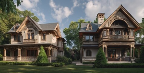 Real estate building background, a beautiful residence illustration by generative ai