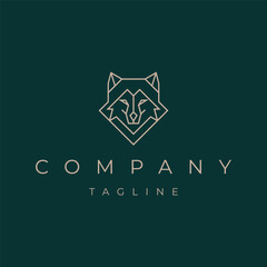 Wolf head linear geometric icon logo design vector template