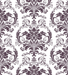 Vector damask seamless pattern background. Classical luxury old fashioned damask ornament, royal victorian seamless texture for wallpapers, textile, wrapping. Exquisite floral baroque template.	
