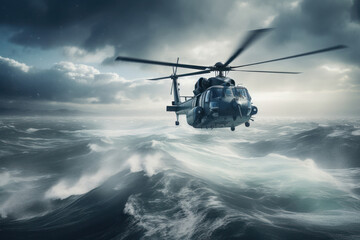 Navy Helicopter in the Middle of the Ocean