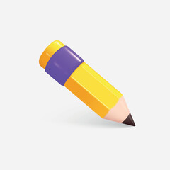 Realistic 3d yellow wooden pencil. Vector
