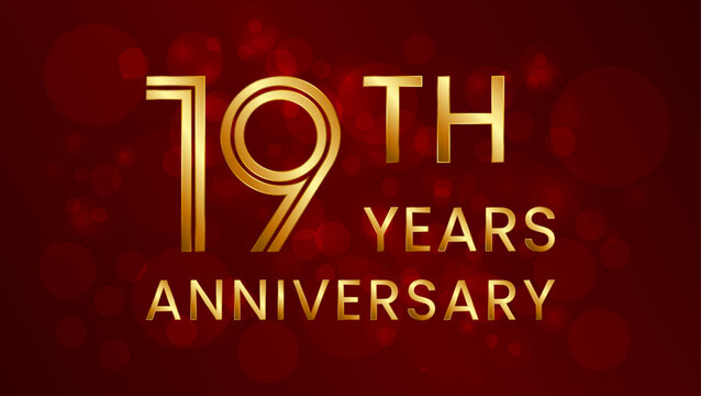 19 year anniversary celebration. Anniversary logo design with double line concept. Logo Vector Template Illustration