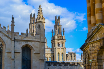 Fototapeta na wymiar UK, Oxford, 19.03.2023: Facade of All Souls College