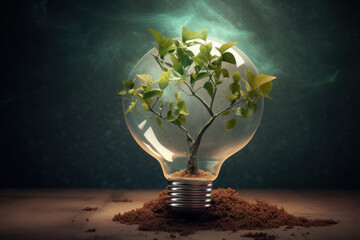 Tree Growing Inside Lightbulb for World Environment Day