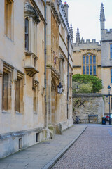 UK, Oxford, 19.03.2023: part of the facade of Brasenose College Guest Rooms with most view to the street. Place open for public 