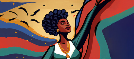 Juneteenth Independence Day. Freedom or Emancipation day. Annual american holiday, celebrated in June 19. Generative Ai illustration.