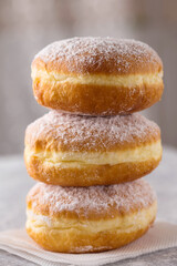 Image of donuts stand on top of each other printed on Printed Glass Splashbacks