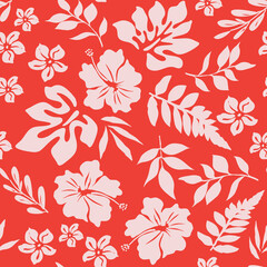 Seamless pattern leaves and flowers. For decorative packaging and fashion print.
