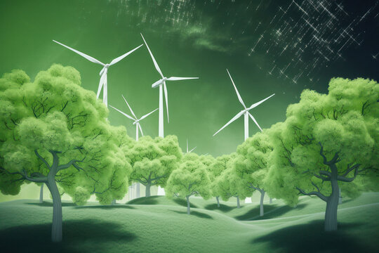 Visually Striking Photorealistic Image Representing ESG and Green Energy Sustainable Industry
