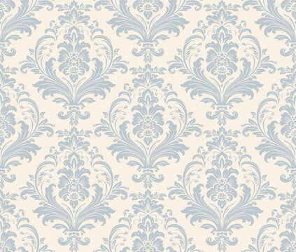 Vector damask seamless pattern background. Classical luxury old fashioned damask ornament, royal victorian seamless texture for wallpapers, textile, wrapping. Exquisite floral baroque template.	
