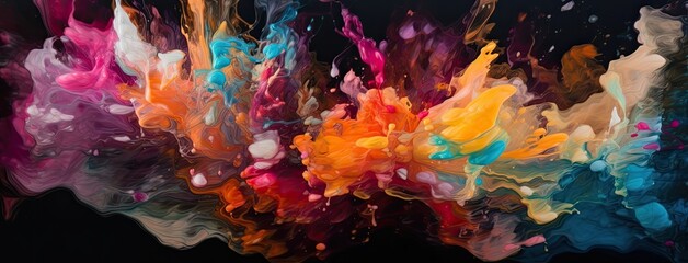 abstract colorful multi-splash painting, colors in motion, extensive flowing colors, abstract background, digital, graphic design art, generative Ai technology 