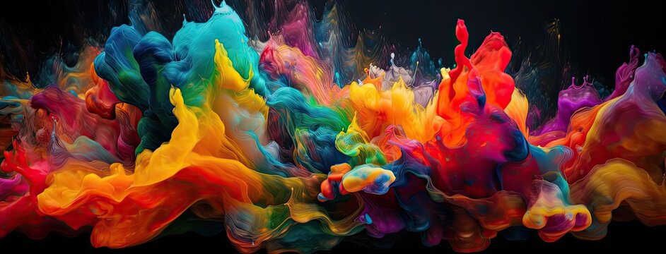 Attractive wallpaper, colorfull splash paint, beautiful liquid texture, bright vivid colors, generative AI 