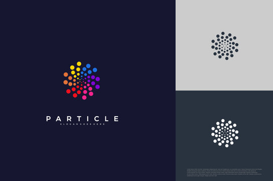 Simple circle with particle dots abstract logo design. Vector illustration