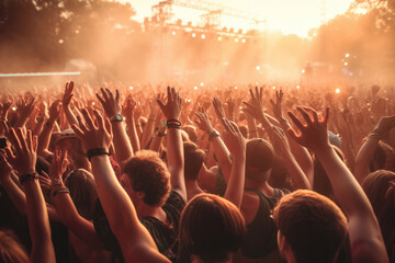 Fototapeta na wymiar Exciting Image of Crowd Enjoying Summer Music Festival