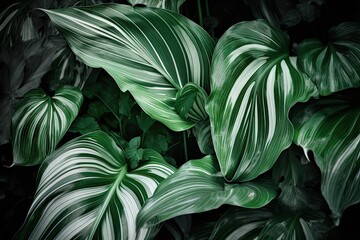 Fototapeta na wymiar Verdant leaves mingling with white foliage, creating texture abundant backdrops. Generative AI