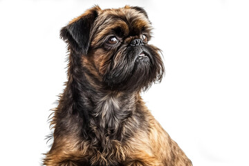 Adorable Brussels Griffon Dog on White Background - Perfect Pet for Small Spaces