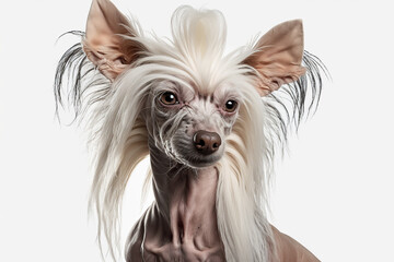 Elegant and Unique: Chinese Crested Dog on White Background