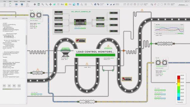 Automated conveyor carrying lots of cardboard boxes for product packaging. Conveyor belt transporting the cardboard boxes. Cardboard boxes going through the factory conveyor line. Monitoring.