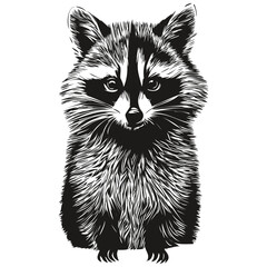 Engrave raccoon illustration in vintage hand drawing style
